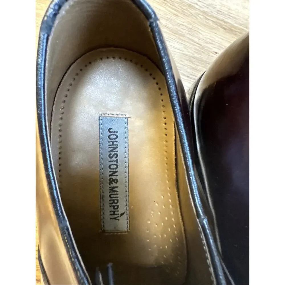 Johnston & Murphy Aristocraft Cap Toe Oxfords‎ Mens 11 D/B Burgundy Oxblood USA